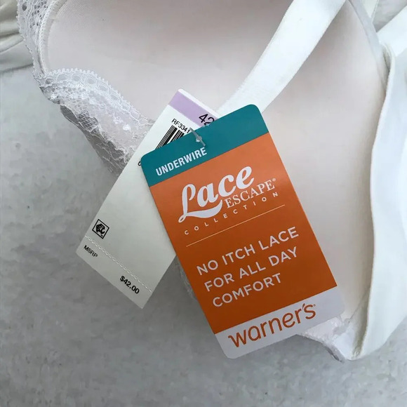 Warner's NWT White Lace Escape Collection Bra Women 42D - Picture 9 of 11